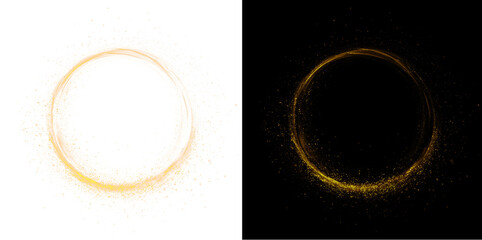 Glowing light round. Transparent PNG. PNG circle line creating a circular frame and round portal.