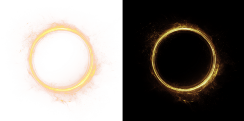 Glowing light round. Transparent PNG. PNG circle line creating a circular frame and round portal.