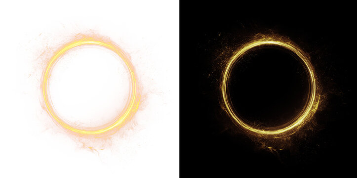 Glowing light round. Transparent PNG. PNG circle line creating a circular frame and round portal.