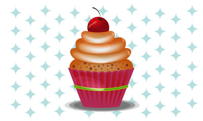 cupcake with cherry illutration