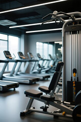 Abstract gym and fitness room interior for background.created with the help of artificial intelligence.