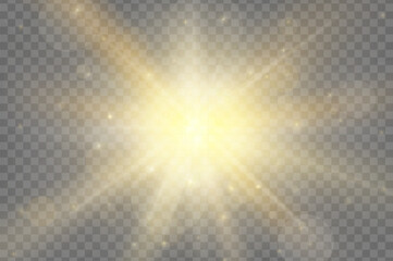 Warm sun glare realistic effect isolated on transparent background. Vector illustration