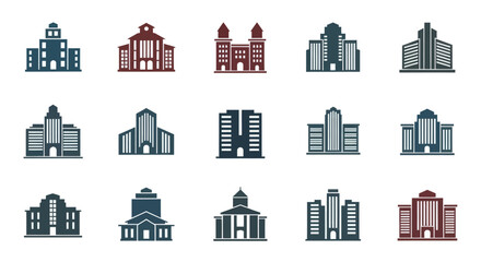 Collection of diverse building silhouettes