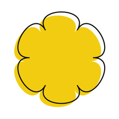 Solid yellow flower with abstract hand-drawn outline. A vibrant and elegant botanical icon for creative projects.