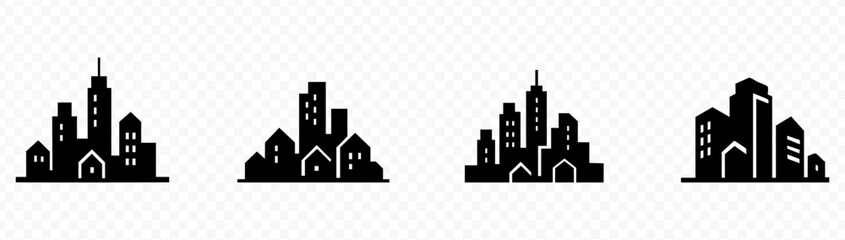 building icon set. simple line icons related to office buildings and real estate business. transparent png and vector illustration. ©  PixelPulse