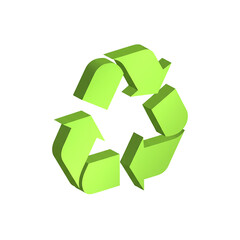 Obraz premium 3d illustration of recycle symbol isolated on transparent background, a green environment concept