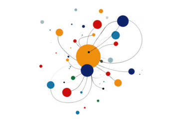 Abstract network of connected dots and lines isolated on transparent background