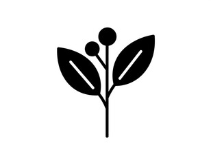 Obraz premium Simple black silhouette of a small plant with leaves and berries