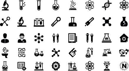 Obraz premium Vector art of collection of science and laboratory icons