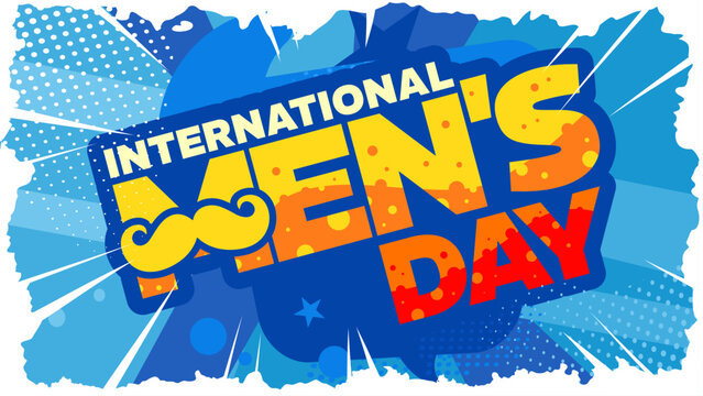 International men's day, celebration banner with mustache - Powered by Adobe