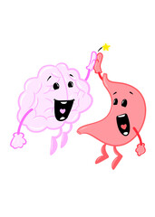 brain and gut cute brain icon character design