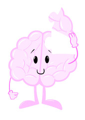 brain puzzle cute brain icon character design