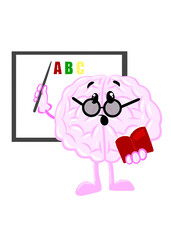 brain teaching cute brain icon character design