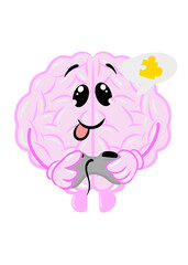 brain playing games cute brain icon character design