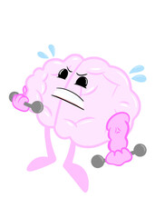 brain workout cute brain icon character design
