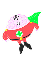 super brain cute brain icon character design