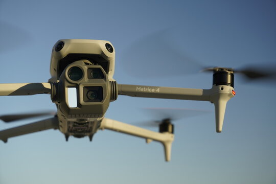 The new Drone Dji matrice 4e, close up view detail. horizontal