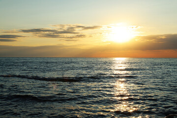 Picturesque view of beautiful sea at sunrise