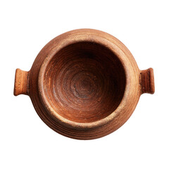 Empty terracotta cooking pot, top view