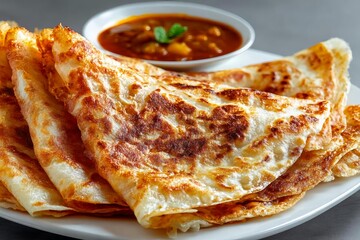 Soft and Crispy Flatbread with Spicy Tomato Sauce and Garnish
