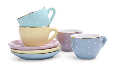 Beautiful tea set isolated on white. Child's toy