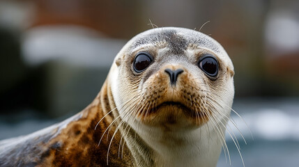 Captivating Close-up Portrait of Adorable Young Seal on a Rocky Shore. Ai Generated Images