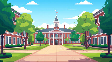 A college campus background, academic and lively, educational theme image