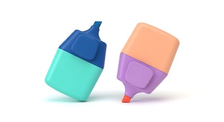 Two colorful marker pens, vibrant colors, creative design, stationery, writing tools.