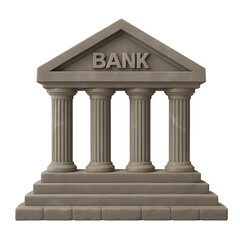 Fototapeta premium Classic bank building architecture with columns isolated on transparent background