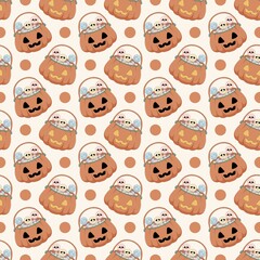 Halloween Pumpkin Candy Basket seamless repeating pattern