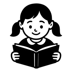 Icon of a young girl reading a book; she has a sweet
