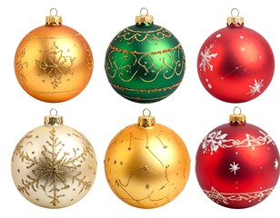 Six colorful Christmas ornaments