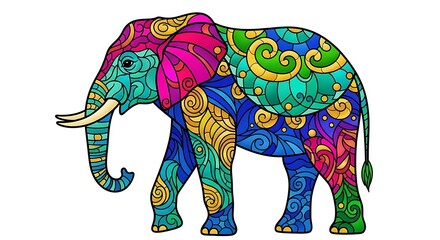 Colorful Elephant Design Art.