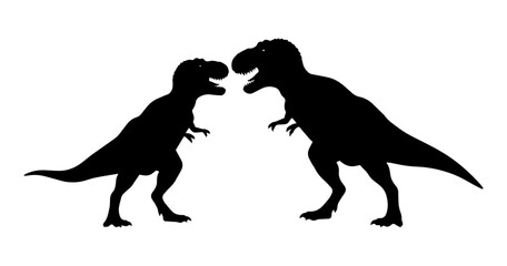Flat illustration of two Tyrannosaurus Rex silhouettes