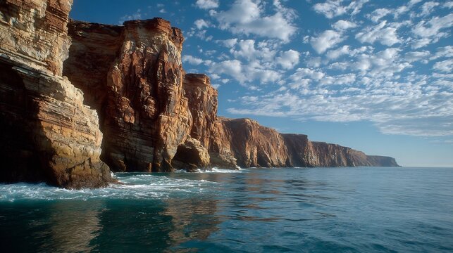 Coastal cliffs ocean view scenic landscape seascape travel destination blue sky clouds cliffside beauty nature