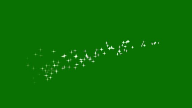 Glitter light star sparkle tail, blast star shining comet trace with glare effect. glittering star magic shimmer, particle line move light effect,star twinkle flare on green screen background. 4K
