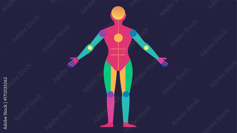 Poster 3d body scan visualization an illustration of a 3d holographic projection of a human body showing va