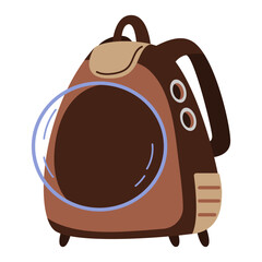 Pet carrier backpack flat vector illustration isolated on white.