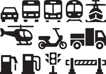 Modern transport icons for travel and business needs