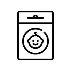 Tissue box symbol. Baby wipe outline icon. Wet wipes package line icon. Antibacterial wet wipes tissue illustration on white background.