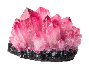 Pink quartz crystal isolated on transparent background