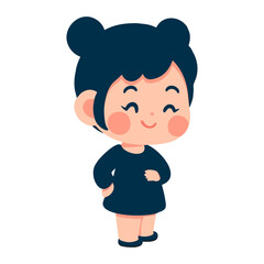 Cartoon Illustration of a Girl with Space Buns