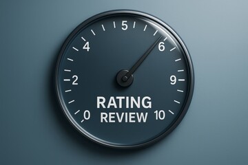 Circular gauge dial with rating and review scale
