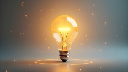 Golden Abstract Business Lightbulb with Circuit Copy Space