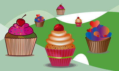 assorted cupcake illustration