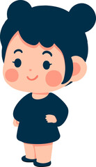 Cartoon Illustration of Young Girl with Buns kid