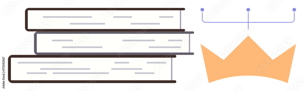Poster stack of three books next to a crown with connecting dots, representing the concept of knowledge, ed