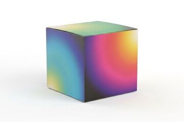 Modern blind box design features a striking multi color gradient pattern that transitions seamlessly between vibrant hues of blue green yellow pink and purple