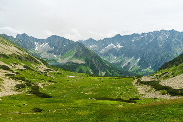 View from sedlo Zavory in Tatra mountains in Slovakia