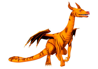 3D Rendering Fairy Tale Dragon on White